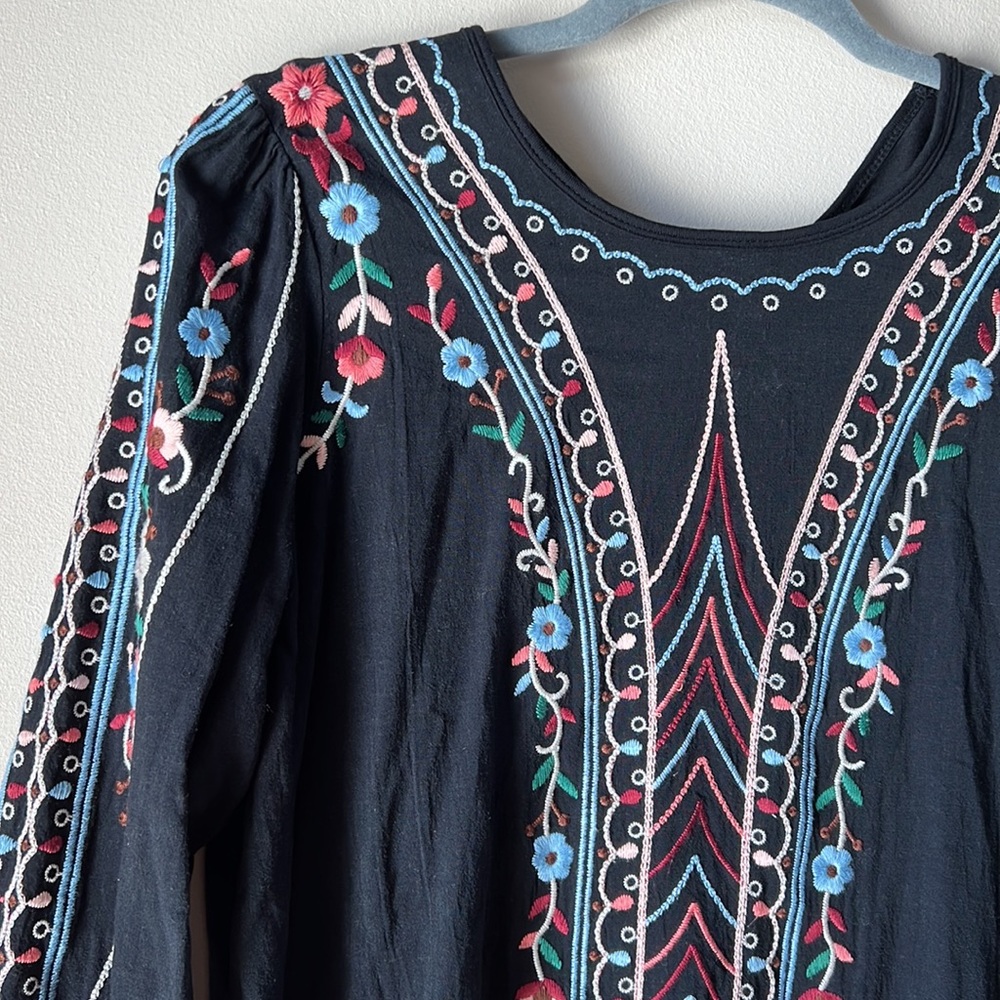 Anthropologie Black Embellished Long Sleeve Blouse - Picture 2 of 11